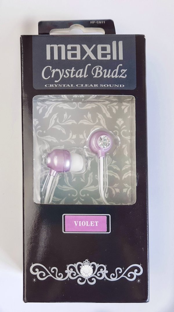 Auriculares MAXELL crystal budz con cristal Swarovski. Violet