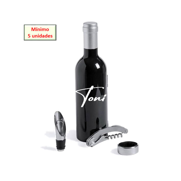 Set de vino con forma de botella, personalizado