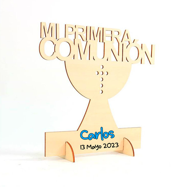 Cartel de madera "Mi Primera Comunión", personalizado